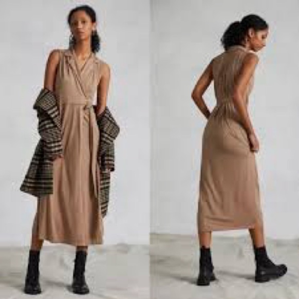 Anthropology Taupe Wrap Dress